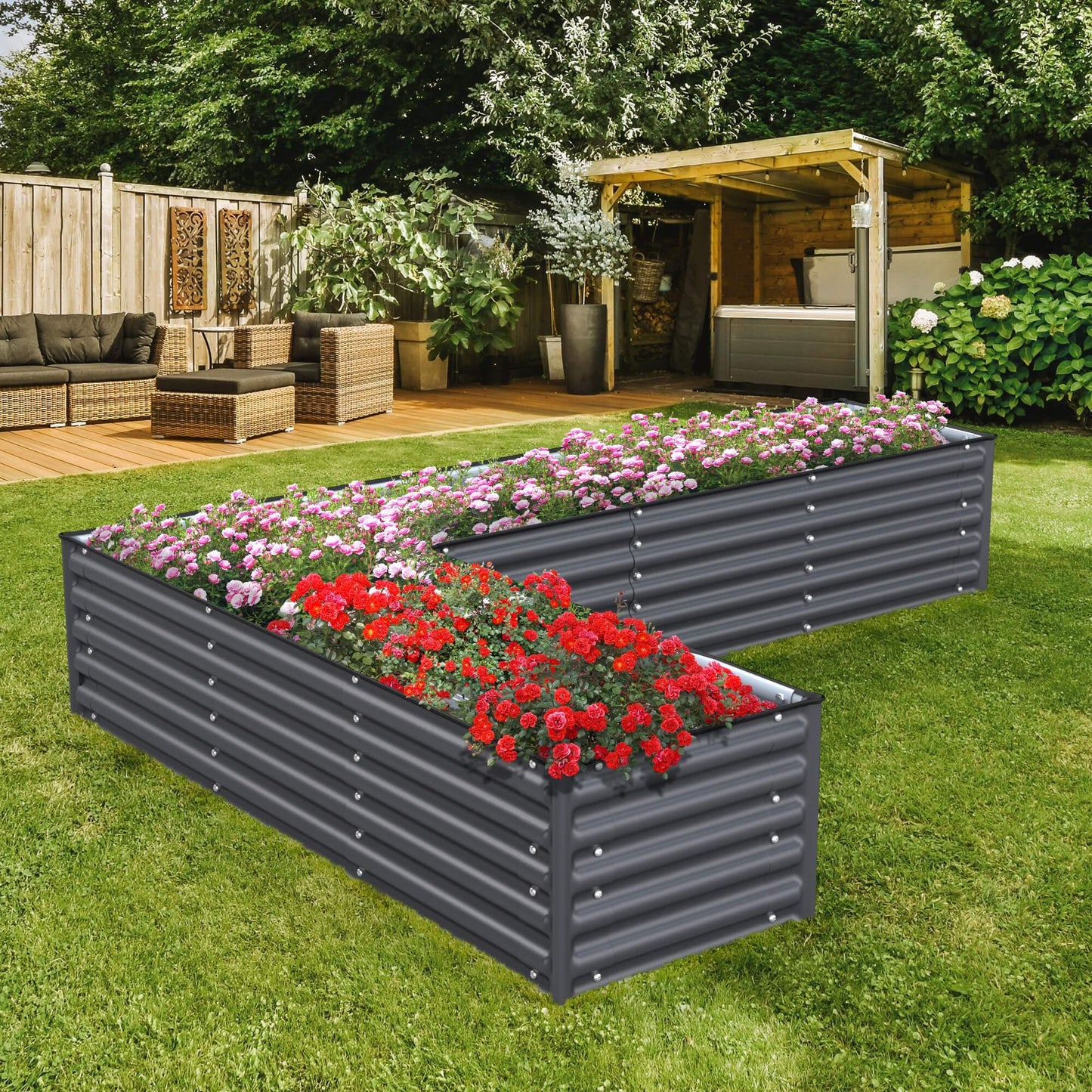 Raised Bed - Metal (17" Tall, "L" Shape Infinity)