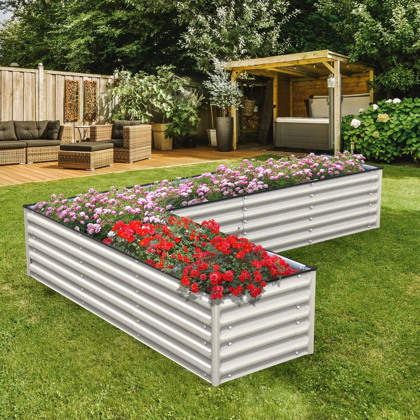Raised Bed - Metal (17" Tall, "L" Shape Infinity)
